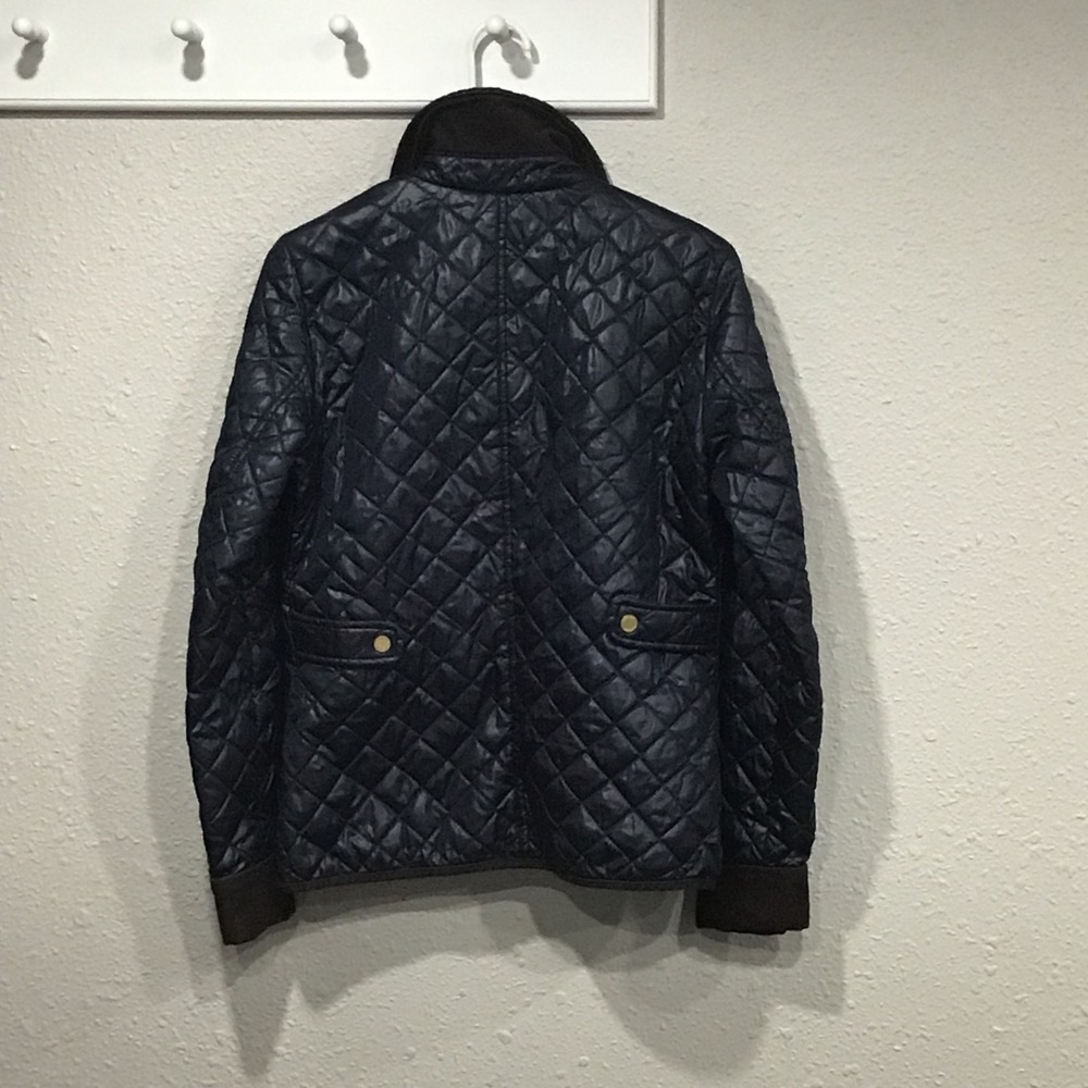 Tommy Hilfiger Navy Quilted Barn Jacket Womens S Corduroy Trim Chore Coat Preppy - Picture 8 of 8